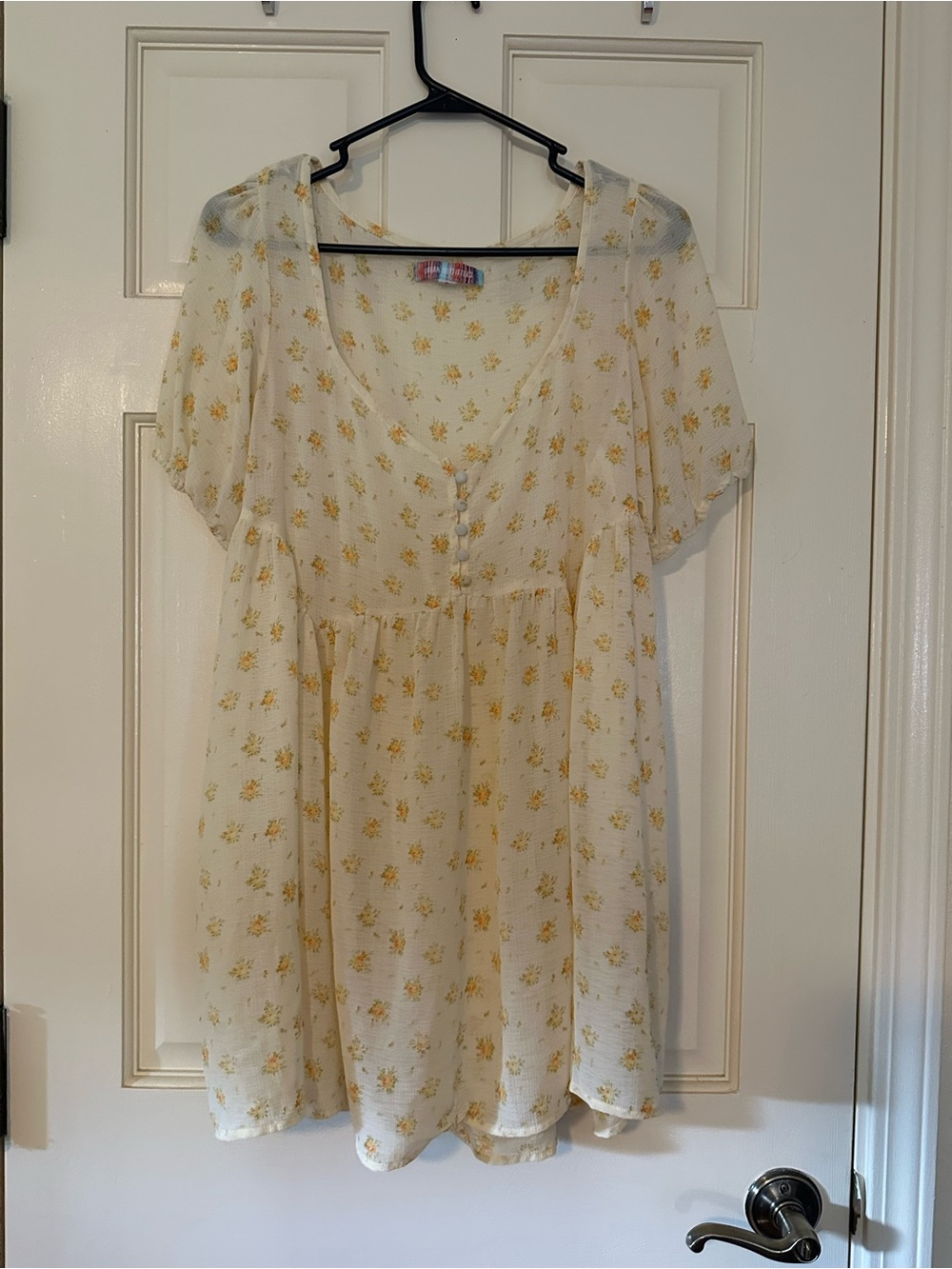 Urban Outfitters Cream Mini Dress with Yellow Floral Print
